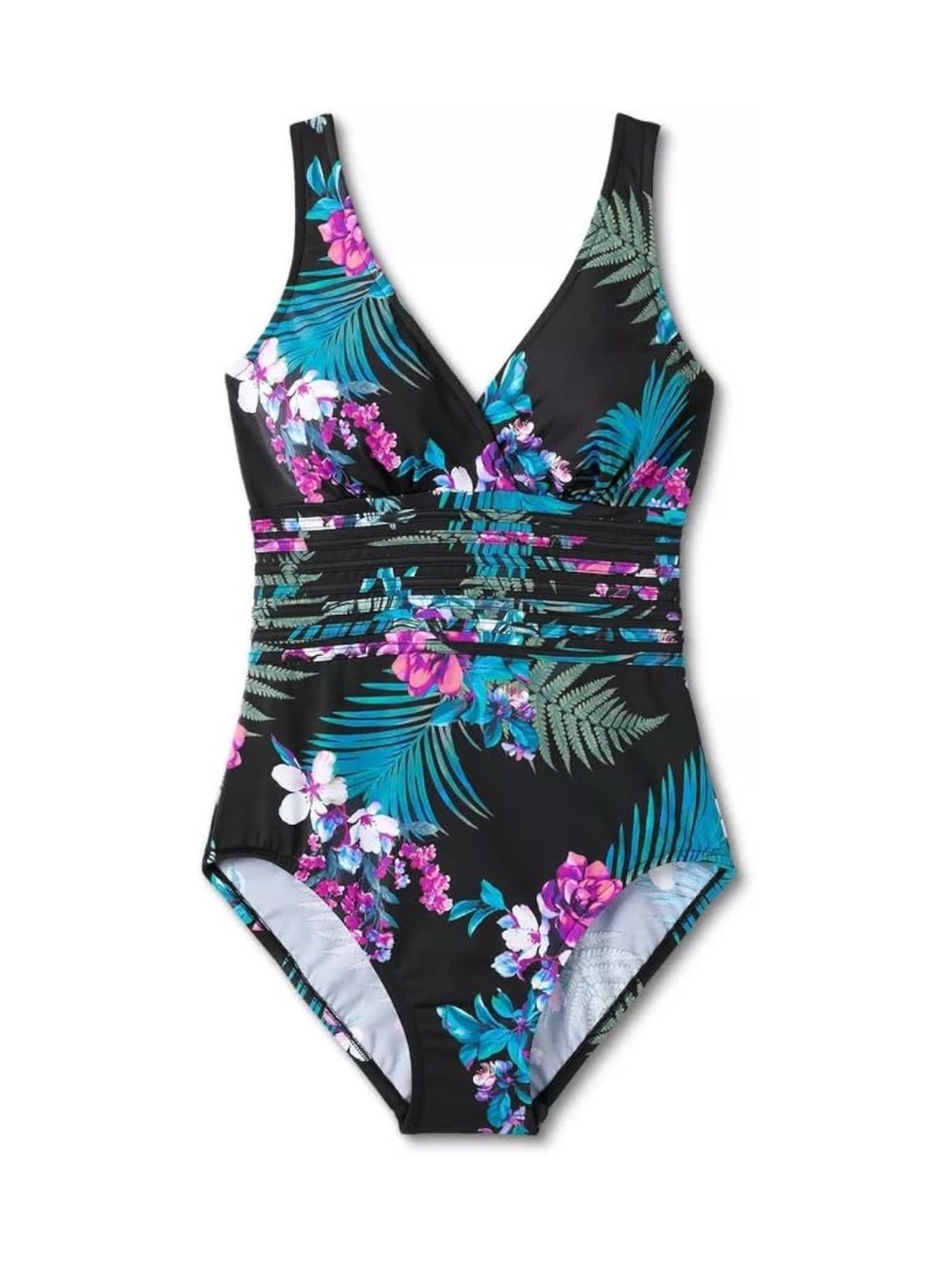 NWT Aqua Green Women Waist Detail Over the Shoulder One Piece Swimsuit - Multi